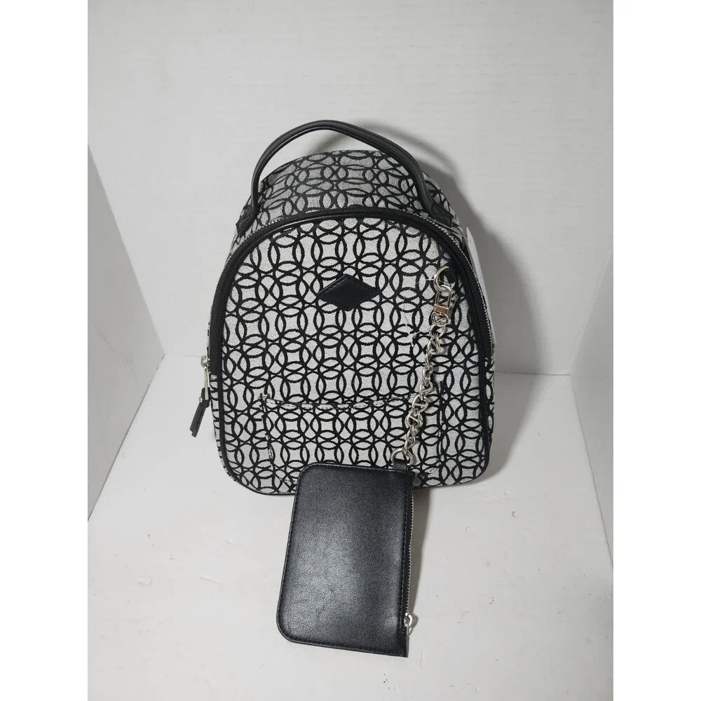 NWT Time and Tru Women's Ruby Backpack Black And Grey Handbag With Coin Purse